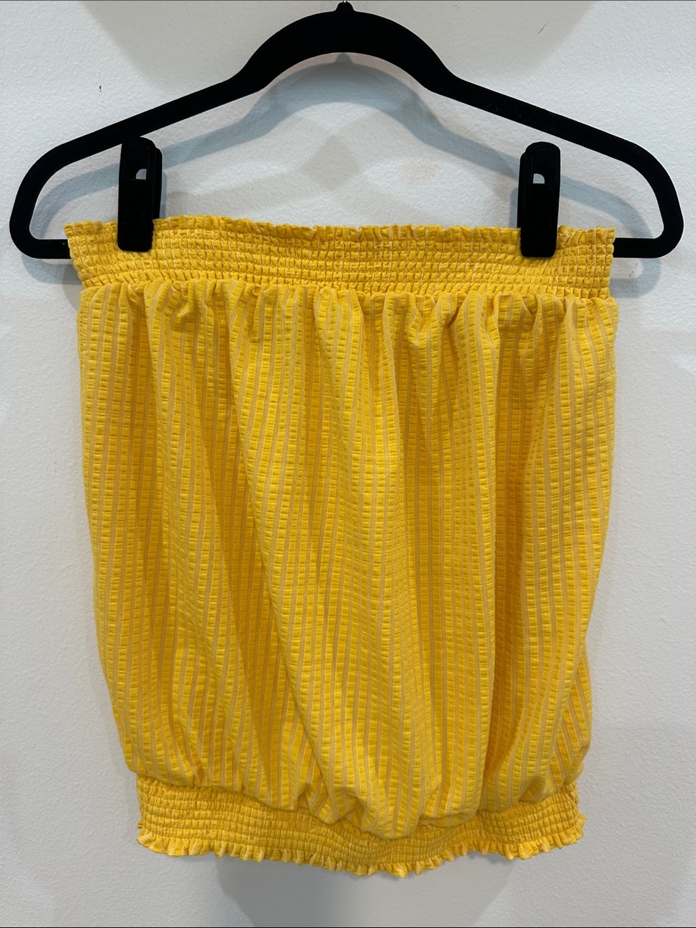Anthropologie Yellow Smocked Strapless Dress Top
